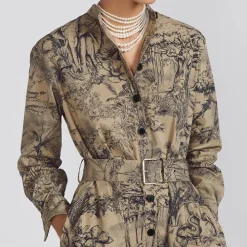 Belted Trench with Nature Inspired Design J5931