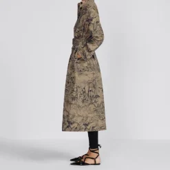 Belted Trench with Nature Inspired Design J5931