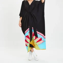 Black Magic: V-Neck With Belt Kaftan BELT002