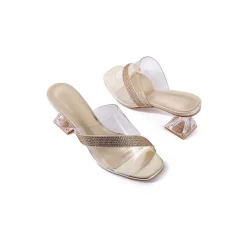Diamante Clear Box Heel Sandal BB 02