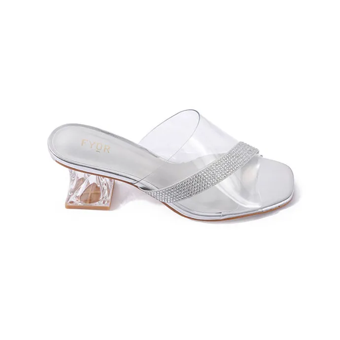 Diamante Clear Box Heel Sandal BB 02
