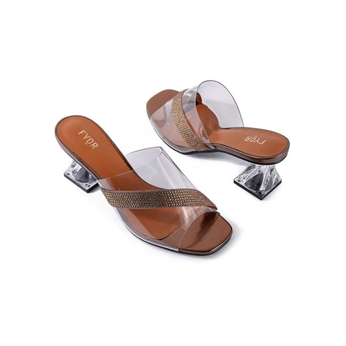 Diamante Clear Box Heel Sandal BB 02
