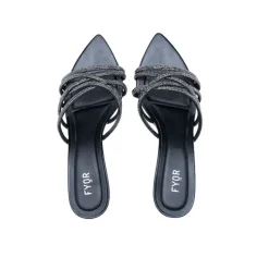 Diamante Criss-Cross Strap Mule BDV 081