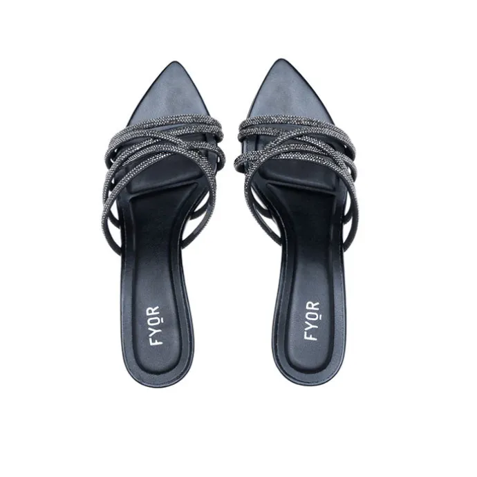 Diamante Criss-Cross Strap Mule BDV 081