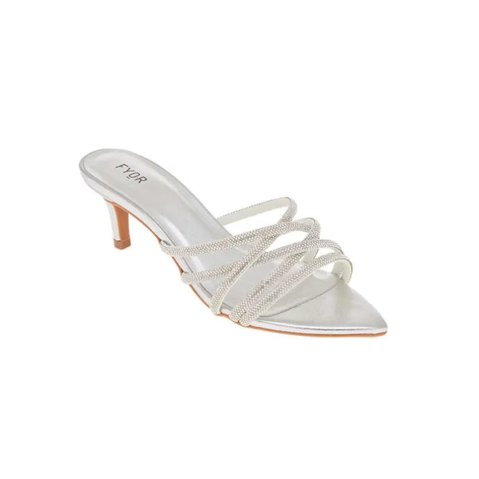 Diamante Criss-Cross Strap Mule BDV 081