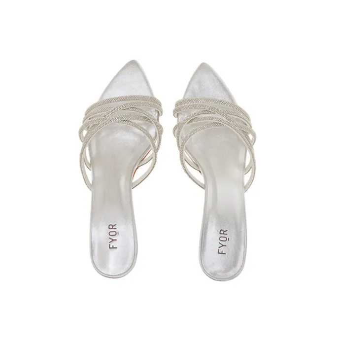 Diamante Criss-Cross Strap Mule BDV 081