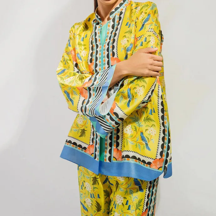 Elegant Abstract Floral Print Matching Co-Ord Set J5939