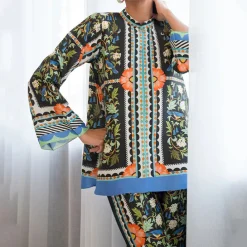 Elegant Abstract Floral Print Matching Co-Ord Set J5939