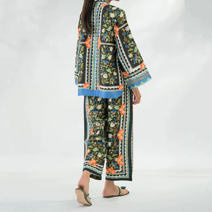 Elegant Abstract Floral Print Matching Co-Ord Set J5939
