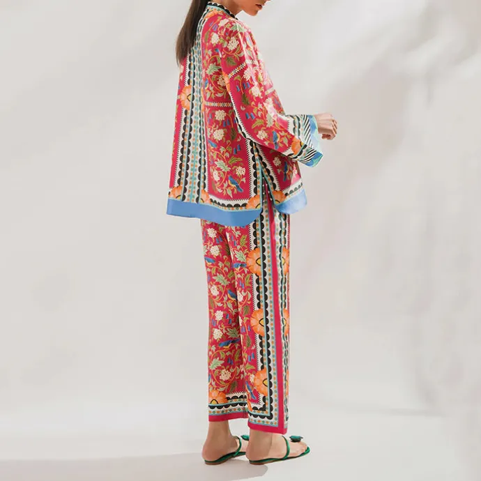 Elegant Abstract Floral Print Matching Co-Ord Set J5939
