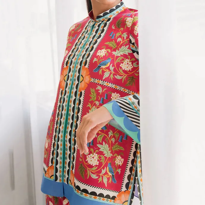 Elegant Abstract Floral Print Matching Co-Ord Set J5939