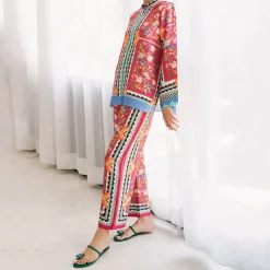 Elegant Abstract Floral Print Matching Co-Ord Set J5939
