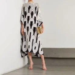 Geometric Boat Neck Printed Kaftan KAF0034