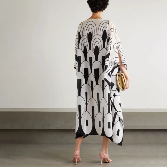 Geometric Boat Neck Printed Kaftan KAF0034