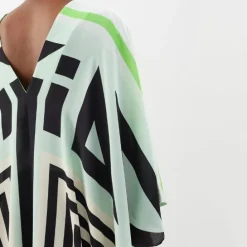 Green Enigma Belt Style Full Kaftan J5896
