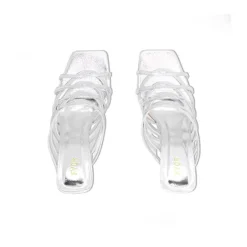 Metallic Criss-Cross Strap Heeled Sandal BWR 068