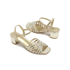 Metallic Strappy Block Heel HL 169