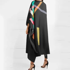 Midnight Maze Black Geometric Kaftan KAF0058