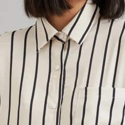 Open Button Collar Shirt Style Line Full Dress J5890