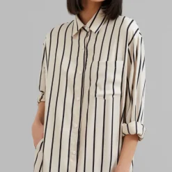 Open Button Collar Shirt Style Line Full Dress J5890
