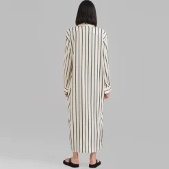 Open Button Collar Shirt Style Line Full Dress J5890