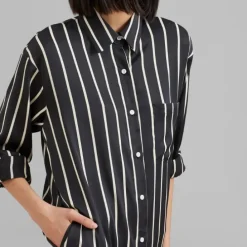 Open Button Collar Shirt Style Line Full Dress J5890