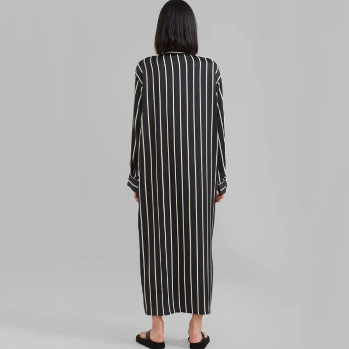 Open Button Collar Shirt Style Line Full Dress J5890