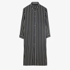 Open Button Collar Shirt Style Line Full Dress J5890