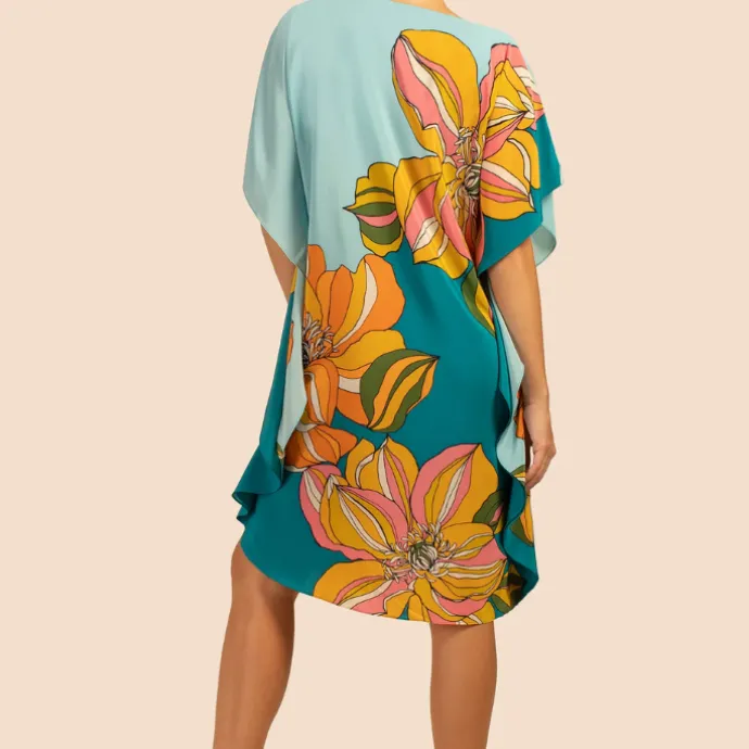 Tropical Floral Printed Knee Length Kaftan Top KAF0070