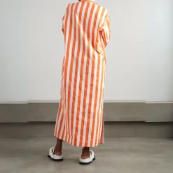 Vertical Striped Long Shirt With Slit Cut J5887