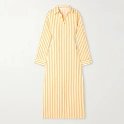 Vertical Striped Long Shirt With Slit Cut J5887