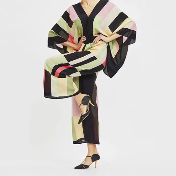 Vivid Voyage: Women'S Versatile V-Neck Co-Ord Set CORD006