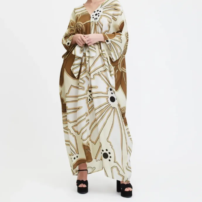 V-Neck Belt Style Printed Beach Wear Kaftan BELT014