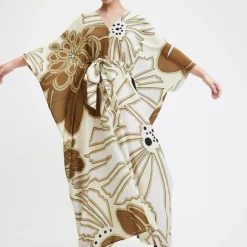 V-Neck Belt Style Printed Beach Wear Kaftan BELT014