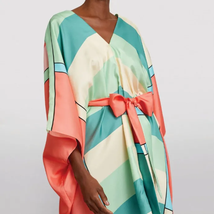 V-Neck Style Modern Printed Belt Style Short Kaftan BELT009