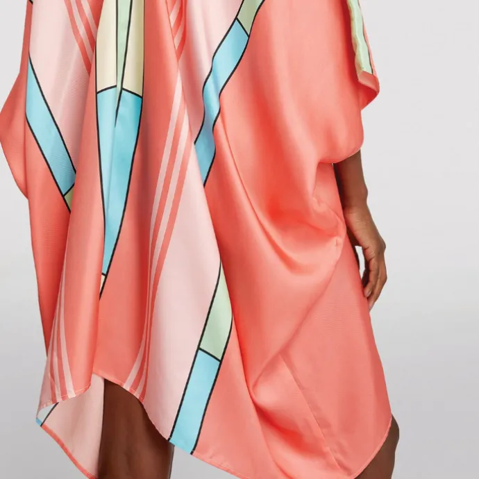 V-Neck Style Modern Printed Belt Style Short Kaftan BELT009