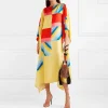 Women Digital Printed Daily Wear Striped Pattern Kaftan KAF004