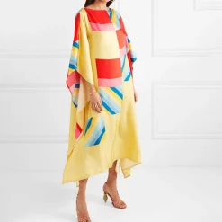 Women Digital Printed Daily Wear Striped Pattern Kaftan KAF004