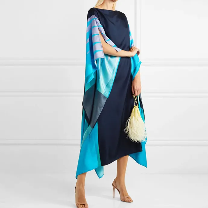Women’s Black And Blue Color Printed Kaftan KAF0028