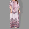 Woven Long Kaftan Boat Neck with Belt of Polyester Crape with crystals MIF0016