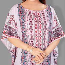 Woven Long Kaftan Boat Neck with Belt of Polyester Crape with crystals MIF0016