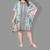 Woven Short Kaftan with Belt of Polyester Crape with Crystals MIF003