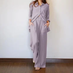 Zurich Crush Shirt With Front Pocket & Trousers J7045