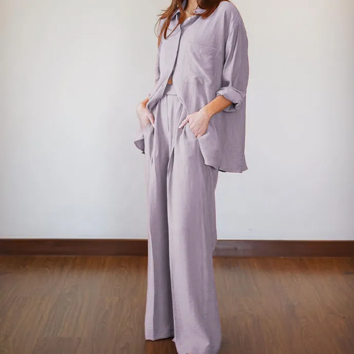 Zurich Crush Shirt With Front Pocket & Trousers J7045
