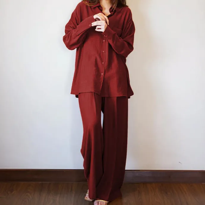 Zurich Crush Shirt With Front Pocket & Trousers J7045