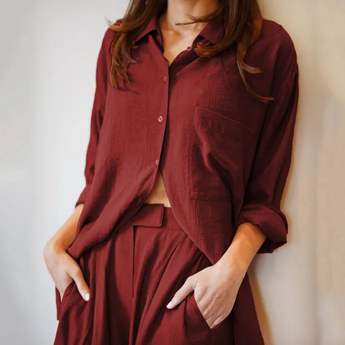 Zurich Crush Shirt With Front Pocket & Trousers J7045