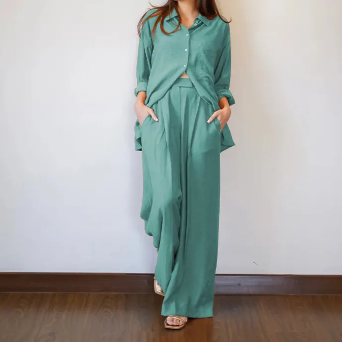 Zurich Crush Shirt With Front Pocket & Trousers J7045